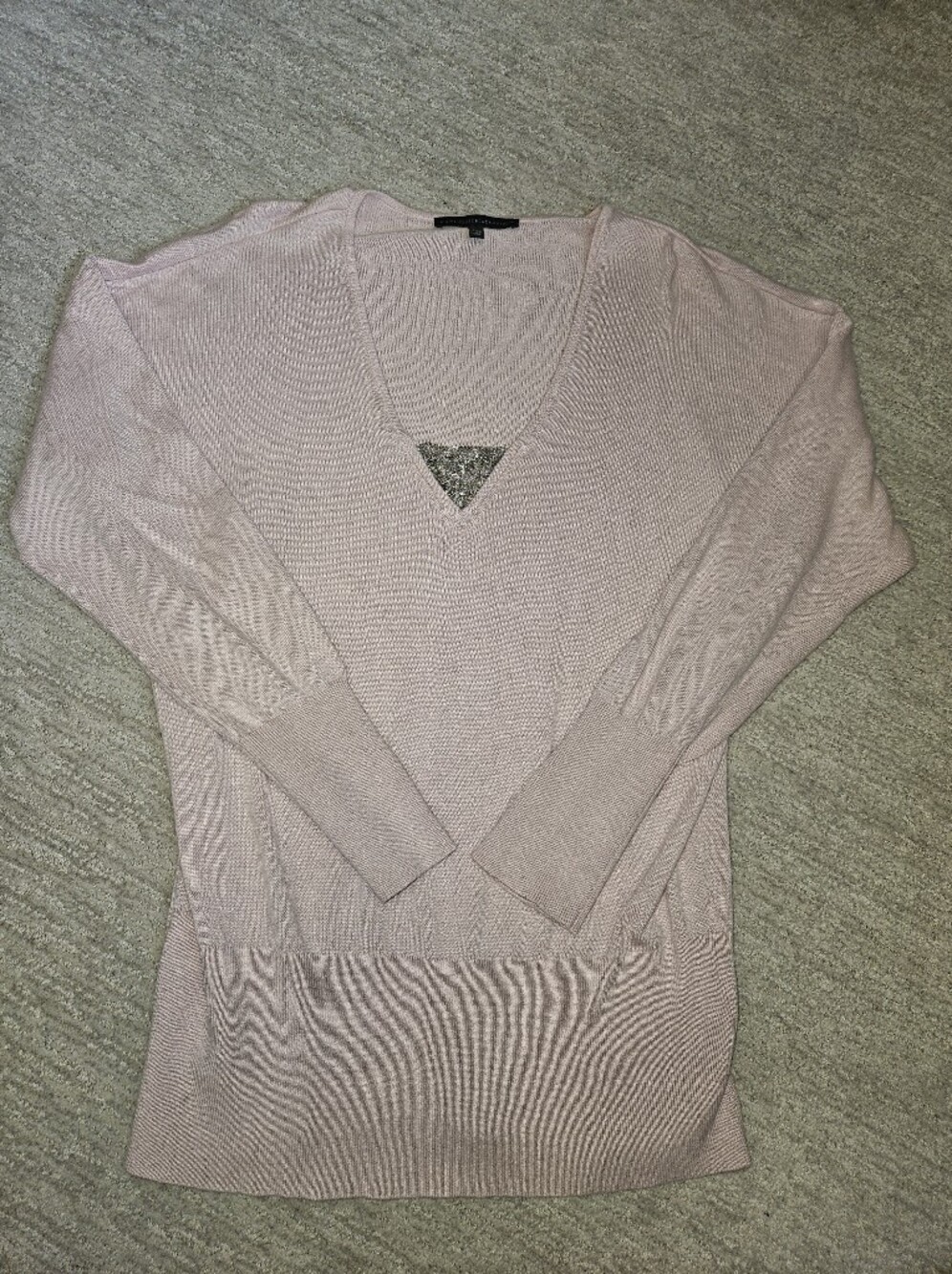 White House Black Market Women's V-Neck Sweater in Light Blush